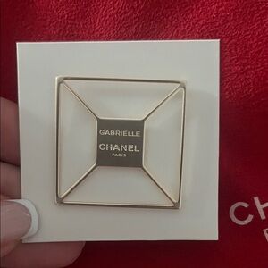 CHANEL Gold Square Gabrielle Chanel Pin Brooch